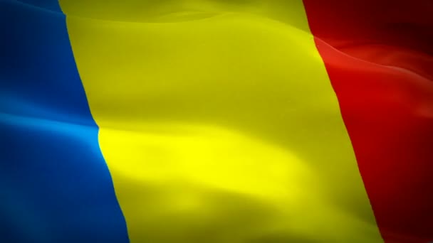 Rumania Ondeando Bandera Bandera Nacional Rumana Ondeando Signo Animación Bucle — Vídeo de stock