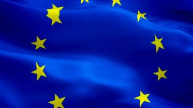 Avrupa bayrak sallayarak video görüntüleri tam Hd. gerçekçi Euro bölgesi bayrak arka Rüzgar. Avrupa Birliği bayrağı döngü Closeup 1080p Full Hd 1920 x 1080 görüntüleri. Avrupa Birliği AB Avrupa ülke bayrakları Hd