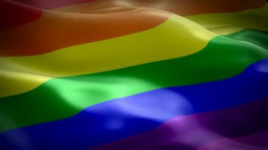 Gökkuşağı Gay bayrak video rüzgarda sallayarak. Gerçekçi Gay Flag arka plan. Gökkuşağı bayrağı döngü Closeup 1080p Full Hd 1920 x 1080 görüntüleri. Gökkuşağı bayrakları Sidney gurur renkler / diğer Lgbt bayrakları kullanılabilir