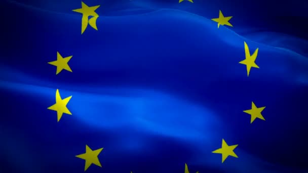 EU Loops Euro Flag Gros plan 1080p Vidéo Full HD 1920X1080 brandissant dans le vent. Drapeau national 3d Euro agitant. Signe de l'animation en boucle transparente de l'Union européenne. Euro drapeau résolution HD Arrière-plan 1080p 