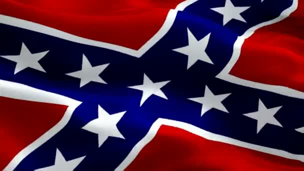Confederate Flag Video Waving Wind Realistic Rebel Flag Background Civil — Stock Video