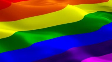 Gökkuşağı dalgalanan bayrak. 3d Eşcinsel bayrak sallayarak Isolated gurur duyuyoruz. Gökkuşağı sorunsuz döngü animasyon iz. Eşcinsel bayrak Hd çözünürlük Background.Lgbt Gökkuşağı bayrağı Lgbt Closeup 1080p Full Hd video sunum için