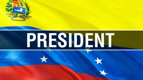 Cumhurbaşkanı Venezuela Bayrağı Dalgalanan Bayrak Tasarım Venezuela Nın Ulusal Sembolü — Stok fotoğraf