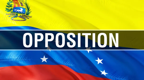 Opposition on Venezuela flag. 3D Waving flag design. The national symbol of Venezuela, 3D rendering. National colors and National South America flag of Venezuela for a backgroun