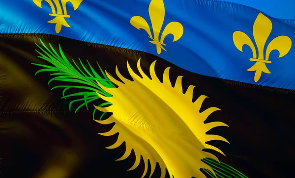 Guadeloupe Zászlaja Integetett Zászló Design Nemzeti Jelkép Guadeloupe Leképezést Guadeloupe — Stock Fotó