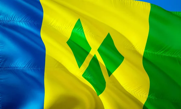 Flag Saint Vincent Waving Flag Design Caribbean National Symbol Saint — Stock Photo, Image