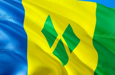 Saint Vincent bayrak. 3D dalgalanan bayrak tasarım. Saint Vincent,'ın ulusal sembolü 3d render. Saint Vincent arka plan duvar kağıdı'nın ulusal sembolü. Karayip bayrak adam