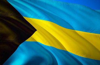 Bahamalar bayrağı. 3D dalgalanan bayrak tasarım. Bahamalar,'ın ulusal sembolü 3d render. Bahama Adaları 3d dalgalanan işareti tasarım. Sallanan işaret duvar kağıdı arka plan. 3D Model arka plan indir Hd wallpape