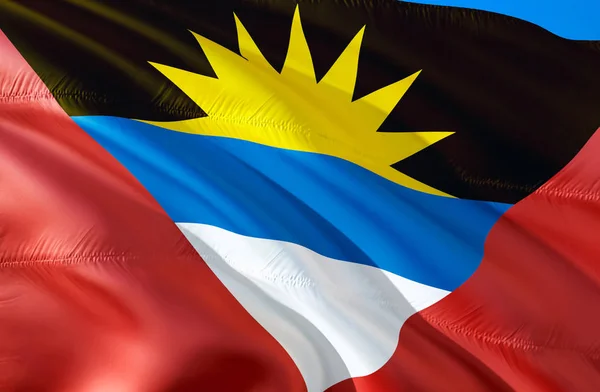 Antigua and Barbuda flag. 3D Waving flag design. The national symbol of Antigua and Barbuda, 3D rendering. The national symbol of Antigua and Barbuda background wallpaper. Caribbean flag backgroun