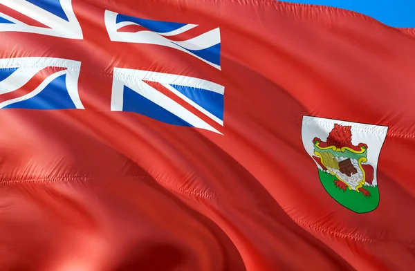 百慕大国旗 飘扬旗帜设计 百慕大的国家象征 百慕大背景壁纸的国家象征 加勒比国旗3D 图案背景 — 图库照片