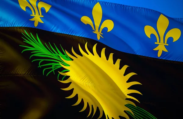 Vlag Van Guadeloupe Waving Vlag Ontwerp Het Nationale Symbool Van — Stockfoto