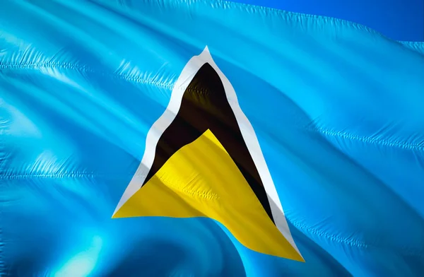Saint Lucia flag. 3D Waving Caribbean flag design. The national symbol of Saint Lucia, 3D rendering. Saint Lucia 3D Waving sign design. Waving sign background wallpape