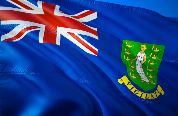 Virgin Islands flag. 3D Waving Caribbean flag design. The national symbol of Virgin Islands, 3D rendering. Virgin Islands 3D Waving sign design. Waving sign background wallpape