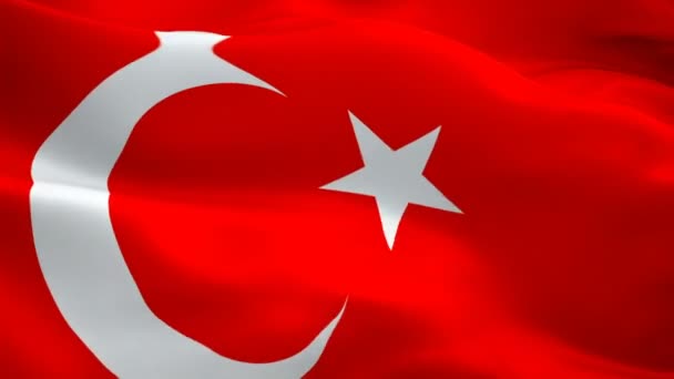 Turkish Flag Waving Wind Video Footage Full Realistic Turkish Flag — Stock Video