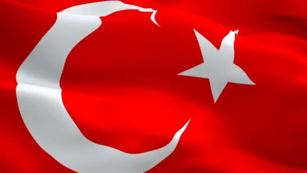 トルコ国旗ビデオ風で手を振っています 現実的なトルコの旗の背景 イスタンブール トルコ国旗ループのクローズ アップの 1080 1920 1080 の映像 トルコ — ストック動画