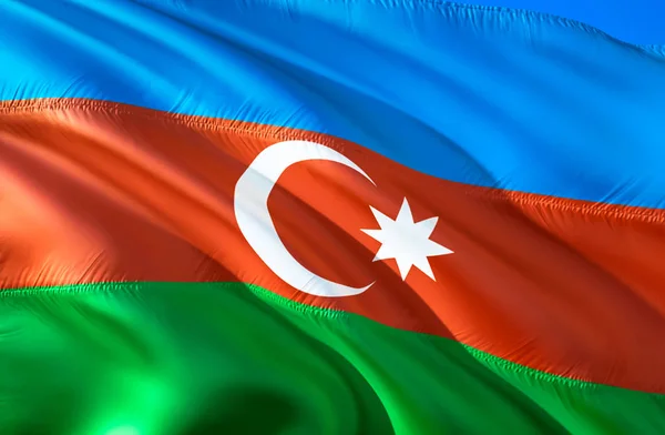 Azerbaijan flag. 3D Waving flag design. The national symbol of Azerbaijan, 3D rendering. The national symbol of Azerbaijan background wallpaper. CIS flag 3D ribbon, wallpaper, pattern backgroun