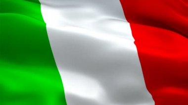 İtalya bayrak video rüzgarda sallayarak. Gerçekçi İtalyan bayrağı arka plan. İtalya bayrağı döngü Closeup 1080p Full Hd 1920 x 1080 görüntüleri. İtalya AB Avrupa ülke bayrakları görüntüleri için film, haber video