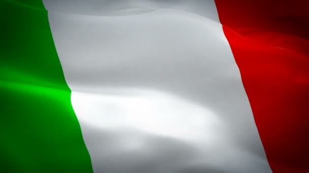 Italská Vlajka Mávání Větrné Videozáznam Full Realistické Italskou Vlajkou Pozadí — Stock video