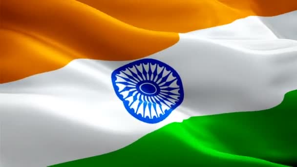 Drapeau Indien Agitant Dans Vent Vidéo Full Fond Drapeau Indien — Video