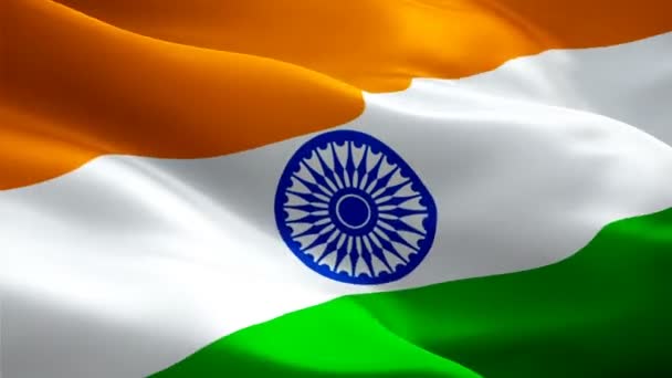 Vlag Van India Video Wuiven Wind Realistische Indiase Vlag Achtergrond — Stockvideo