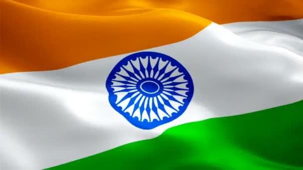 Indien Seamlessly Looping Flag Video Winkt Wind Realistischer Hintergrund Der — Stockvideo