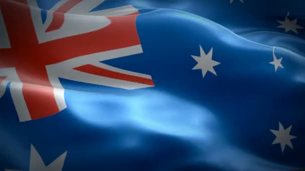 Aussie Flag Video Waving Wind Realistic Australian Flag Background Australia — Stock Video