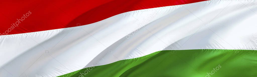 Hungary flag. 3D rendering Waving flag design. The national symbol of Hungarian. 3D Waving sign design. Waving sign background wallpaper. Hungary 3D pattern background download HD wallpaper graphic