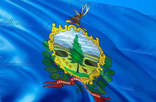 バーモント州旗 を振ってアメリカ州旗をデザインします 私たちのシンボル国立バーモント州 レンダリングの 背景のバーモント州の国旗 国旗の色 アメリカの州旗 Sil — ストック写真