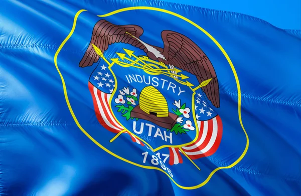 Utah Flagga Vajande Usa Statsflagga Design Nationella Oss Symbol Utah — Stockfoto