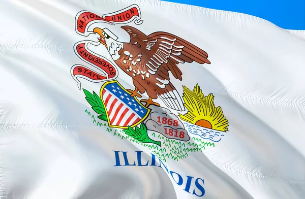 Illinois Flagga Vajande Usa Statsflagga Design Nationella Oss Symbol Illinois — Stockfoto