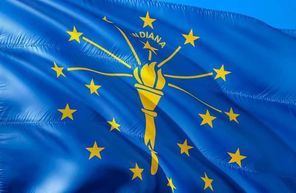 Σημαία Της Ιντιάνα Σχεδίαση Κρατική Σημαία Κυματίζει Ηπα Εθνικό Μας — Φωτογραφία Αρχείου