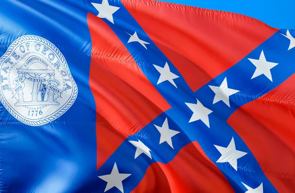 Bandera Georgia 1956 Diseño Banderas Estatales Waving Usa Símbolo Nacional — Foto de Stock