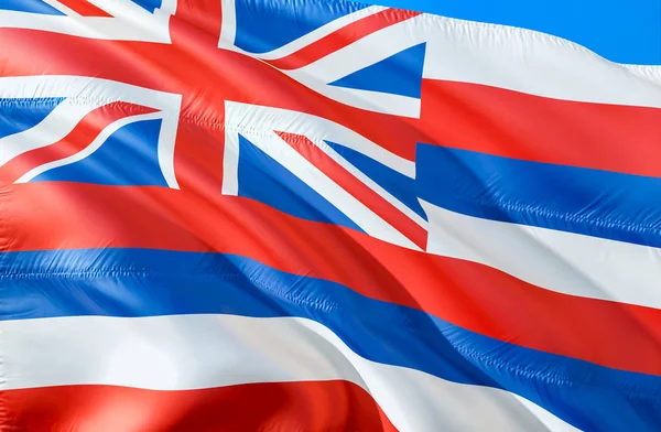 Hawaii flag. 3D Waving USA state flag design. The national US symbol of Hawaii state, 3D rendering. National colors and National flag of Hawaii for a background. American state flag sil