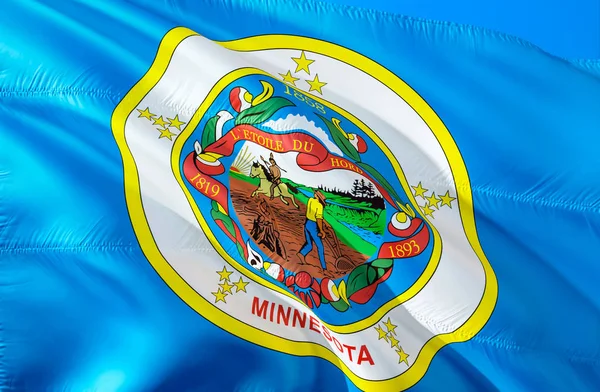 Minnesota Sjunker Waving Usa Stat Flagg Design Den Nationella Amerikanska — Stockfoto