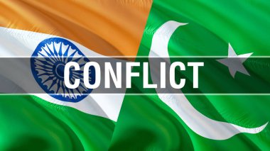 Pakistan ve Hindistan Tarih çakışması işaretleyerek. Bayrak tasarım, 3d sallayarak parçalamak