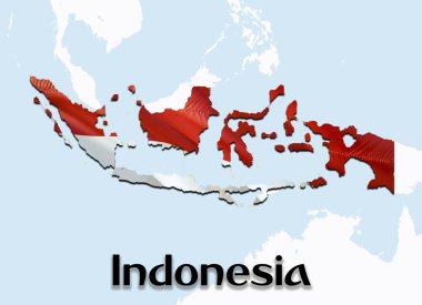 Endonezya bayrağı Haritası. 3D harita Endonezya işleme ve olarak bayrak ekleyin