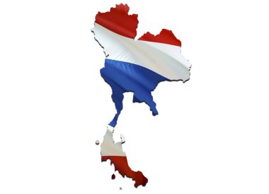 Tayland bayrağı sallayarak eşleyin. 3D Tayland harita oluşturma ve wavin