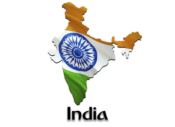 India Map Flag. 3D rendering India map and flag on Asia map. The
