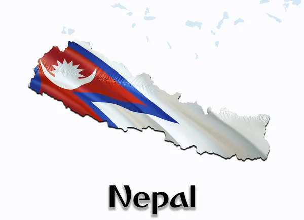 Nepal bayrağı Haritası. 3D render Nepal harita ve bayrak Asya Haritası. — Stok fotoğraf