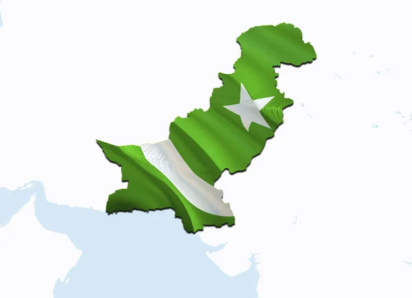 Mapa da Bandeira do Paquistão. 3D renderização Paquistão mapa e bandeira na Ásia — Fotografia de Stock