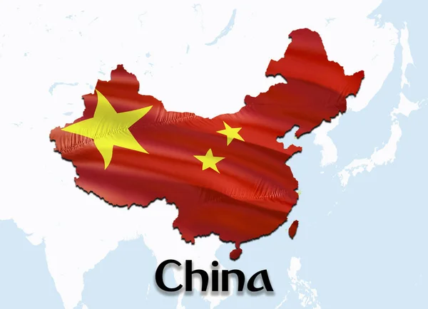 Mapa de la bandera de China con Taiwán. Representación 3D China mapa y bandera — Foto de Stock