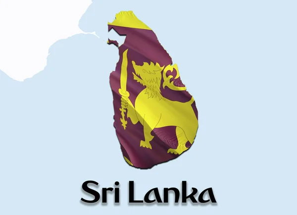 Χάρτης σημαία της Σρι Λάνκα. 3D rendering Σρι Λάνκα Χάρτης και σημαία στην ως — Φωτογραφία Αρχείου