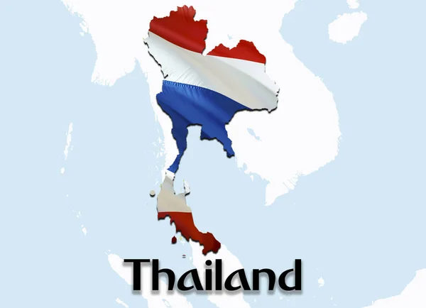 Tayland bayrağı Haritası. 3D harita ve bayrak Asya Tayland oluşturma — Stok fotoğraf