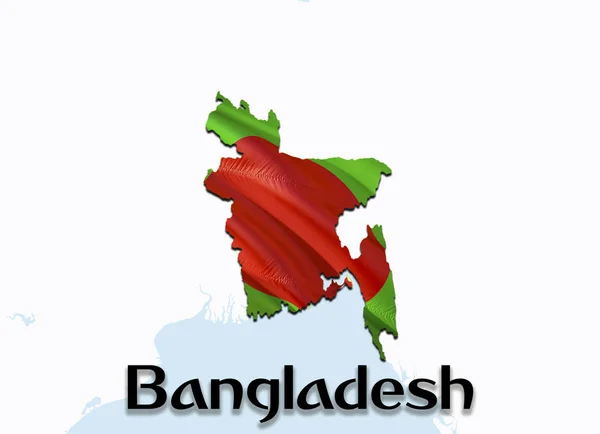 Bangladeş bayrağı Haritası. 3D harita Bangladeş oluşturma ve üzerinde bayrak — Stok fotoğraf