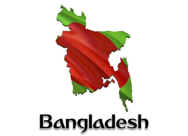 Bandera Mapa Bangladesh. Representación 3D Bangladesh mapa y bandera en Asi —  Fotos de Stock