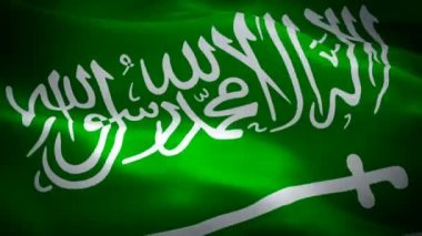 Suudi bayrağı rüzgar video görüntüleri Full HD sallayarak. gerçekçi Suudi bayrağı arka plan. Suudi Arabistan Flag döngü çekim 1080p Full HD 1920x1080 görüntüleri. Suudi Arabistan Mekke Orta Doğu ülke bayrakları HD