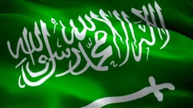 Suudi Arabistan dalgalanan bayrak. Ulusal 3d Suudi bayrak sallayarak. Suudi Arabistan sorunsuz döngü animasyon iz. Suudi bayrak Hd çözünürlük arka plan. Arabistan bayrağı Closeup 1080p Full Hd video sunum için