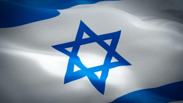 以色列国旗视频在风中飘扬 现实的犹太旗子背景 以色列国旗循环特写镜头1080P 全高清1920X1080 以色列耶路撒冷以色列国家国旗 旗帜可用 — 图库视频影像