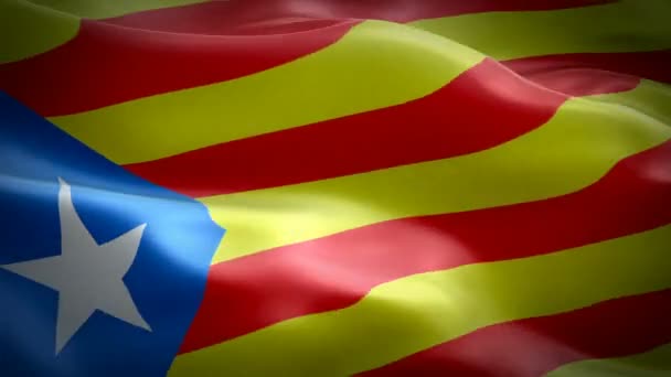 Catalonia Flag Wave Loop Ondeando Con Viento Catalán Fondo Realista — Vídeos de Stock