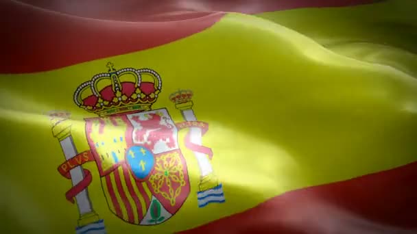 Spanien Flagge Bewegungsschleife Wehen Wind Video Aufnahmen Voller Realistische Spanische — Stockvideo